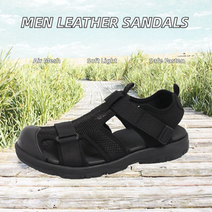 Sandalias Gladiador de Malla Negra con Cierre de Velcro, Punta Cerrada, Chanclas de Verano Transpirables, Antideslizantes y Ligeras para Exteriores - Product Image 2