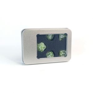 Juego de Dados Poliédricos Plateados en Caja de Metal para Juegos de Mesa, con Esponja - Product Image 1