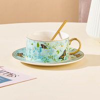 Ensemble de tasses à café en céramique européenne, ensemble de thé de l'après-midi de luxe exquis de haute qualité pour la maison, tasse à café avec boîte cadeau