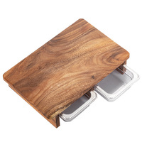 Planche à découper de cuisine en bois d'acacia personnalisée avec boîte de rangement