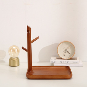 Porte-clés en bois massif, type rectangulaire, support de rangement de bureau, plateau de rangement pour entrée, ornements multifonctions - Product Image 4