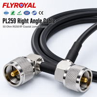 Kabel PL259 Sudut Kanan UHF Male ke Male Low Loss 50 Ohm RG58 RF Coaxial untuk CB HAM Kabel Jumper UHF RG58 Kustom
