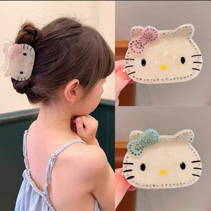Fermaglio per capelli a forma di gatto <span class=keywords><strong>anime</strong></span> giapponese Kawaii KT da 7 cm, fermagli per capelli a forma di gattino con diamanti, regalo per bambini, forcina carina, Horquilla De Gato - Product Image 2