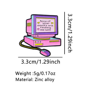 Divertente Spilla in Smalto per Lavoratori d'Ufficio, Stile Vaporwave, con Scritta 'Nessuna delle Tue Email <span class=keywords><strong>Mi</strong></span> Trova', Rosa Vintage, Spilla da Risvolto a Tema PC - Product Image 3