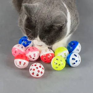 Plastic Lattice Jingle Balls Kitten Chase Pounce Rattle Toy Mixed Color Cat Toy Ball with Bell