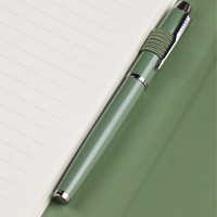 Ensemble cadeau d'entreprise haut de gamme, carnet A5 en cuir PU vert avec personnalisation et impression à l'écran, stylo cadeau d'affaires