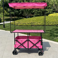 Chariot de camping compact XT TC-21 Pop Vendor Wagon à hauteur réglable, extensible, avec table à œufs et gril intégré