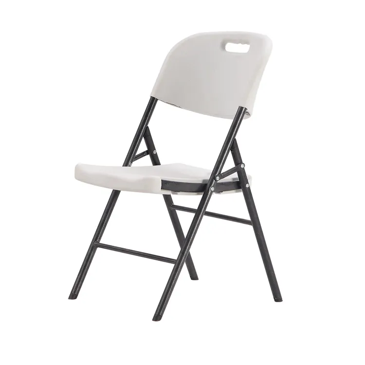 Blanco barato plástico metal mesa plegable y sillas plegables precios fiesta al aire libre HDEP silla plegable para eventos