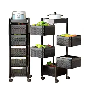 3 Tier 4 Tier 5 Layer Multi-layer Floor Stand Metal Fruit And Vegetables Corner Rack For Kitchen Storage