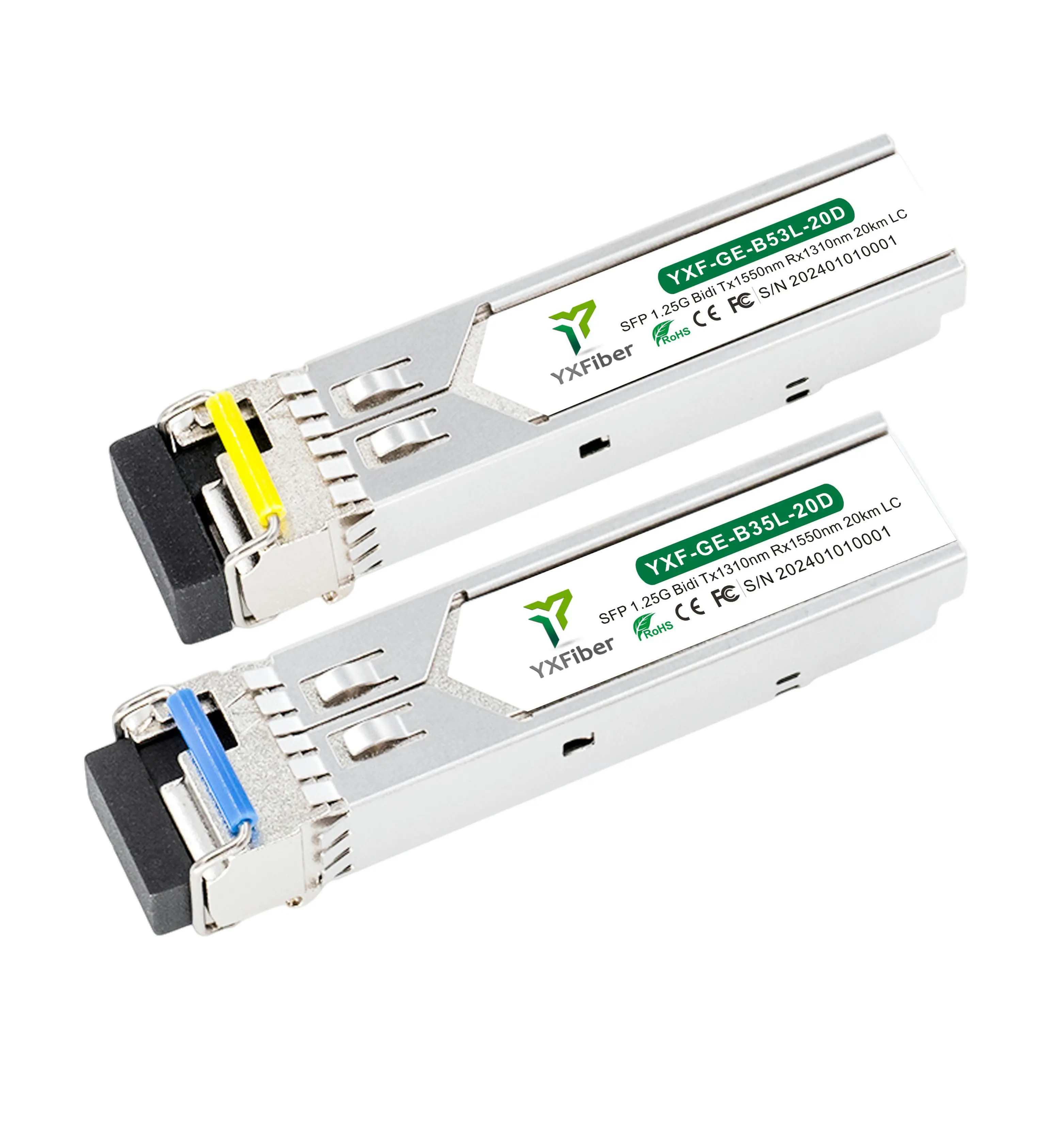 Fast dispatch ราคาถูก transceiver SFP 1.25G bidi 20 กม.1310/1550nm SM SF LC ผู้ผลิตใช้งานร่วมกับโมดูล simplex 1g