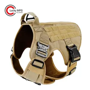 Chaleco de seguridad para mascotas ajustable, duradero, sin tirones, entrenamiento táctico, arnés para perros K9, Correa y Collar