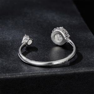 高品质925银饰品珠光宝气开指环可调整尺寸女士承诺订婚Vvs婚礼含沙石戒指 - Product Image 4