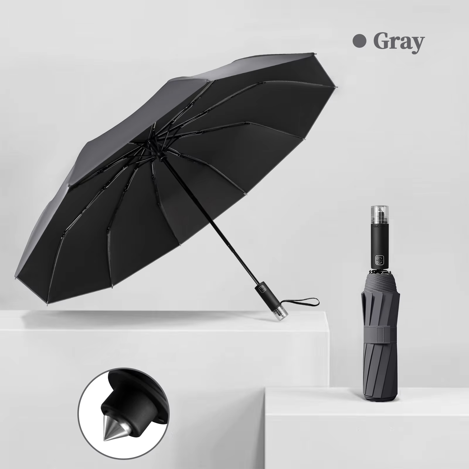 grey-broken window handle automatic umbrella