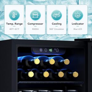 Euhomy Mini Fridge Cooler 1.3 Cu Ft Glass Door Beverage <b>Refrigerator</b> for Beer Soda Wine Countertop <b>Compact</b> Freezerless Electric - Product Image 3
