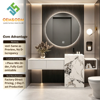 Ensemble de meubles de salle de bain modernes en bois massif OEM 2026, avec table complète, armoire, miroir, bar mural en cuivre à LED pour la maison, chambre et salle à manger