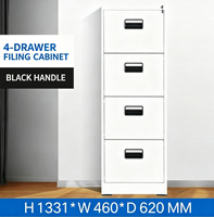 Armoire de classement moderne à 4 tiroirs avec serrure à clé centrale et poignée noire en métal pour bureau – Prix de gros