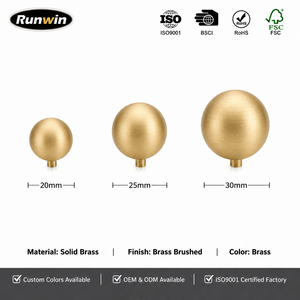 Poignées minimalistes en laiton massif doré pour meubles de luxe, armoires de cuisine, tiroirs, boutons ronds à trou unique - Product Image 1