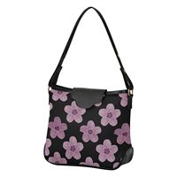 Sac à main en cuir PU motif fleur de Hau violette d'Hawaï, sacs fourre-tout à bandoulière unique, sacs seau personnalisables avec logo, sac à bandoulière pour femme