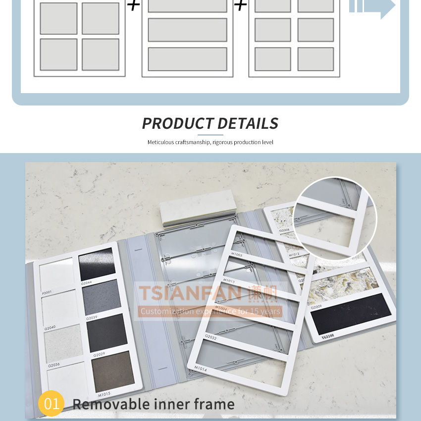 Custom Modern Plastic Specimen Porcelain Ceramic Sample Book Tile Stone Display Catalogue Quartz Sample Folder