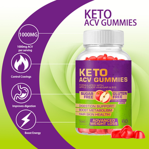 OEM ODM Advanced <span class=keywords><strong>KETO</strong></span> ACV Gummies Suplemento de fibra Vinagre de sidra de manzana Gummy Vitamina B12 Salud Antioxidante Suplementos de salud - Product Image 3