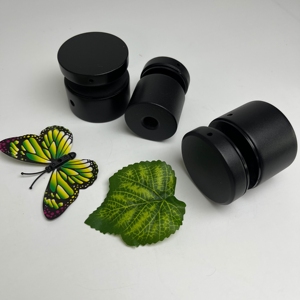 Juego de cuatro espaciadores de vidrio negro mate con tapa de rosca, premium, para orificios de tornillos de separación de paneles, para herrajes de barandillas de vidrio <span class=keywords><strong>Causeway</strong></span> - Product Image 2