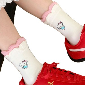 Kt <b>Cat</b> Knee <b>Socks</b> Women White Thin Mid Calf Breathable Anime Cartoon Lace Sweet Style Youth <b>Socks</b> - Product Image 4