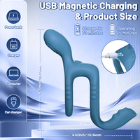 Anneau pénien vibrant double en silicone souple, étanche, avec 10 modes de stimulation clitoridienne et de massage prostatique magnétique USB pour hommes