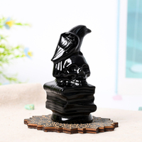 Nueva Llegada: Artesanía de Animales Tallados a Mano en Cristal Natural, Cuervo de Obsidiana Negra Tallado en Forma de Libro para Sanación