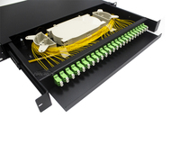 Panel de Conexiones de Fibra Óptica de 24 Puertos 1U 19 Pulgadas LC/APC, Totalmente Equipado, Monomodo, con Bandeja Deslizante ODF