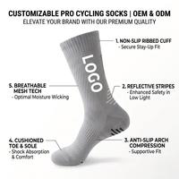 Chaussettes de cyclisme personnalisées avec logo OEM pour hommes, respirantes, réfléchissantes, athlétiques, à compression, antidérapantes, pour le vélo de route