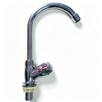Robinet de cuisine en plastique chromé à col de cygne, robinet d'évier à eau froide simple pour montage sur comptoir ou mural