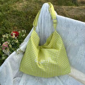 Bolsa de Compras Geométrica de Lona de Algodón Personalizada, Bolsa de Mano con Diseño de Rejilla, Bolsos de Hombro de Gran Capacidad para Viaje - Product Image 1