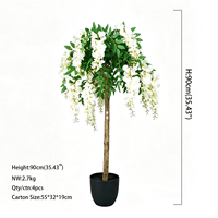 Plante artificielle de luxe détachable, arbre de glycine artificiel, plante verte réaliste en pot