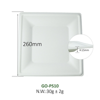 Assiettes écologiques de 10 pouces pour les fêtes, assiettes en papier écologiques jetables, assiettes carrées en bagasse pour le déjeuner