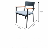 Ensemble de 7 pièces, 6 chaises et table de salle à manger d'extérieur modernes noires, meubles de jardin