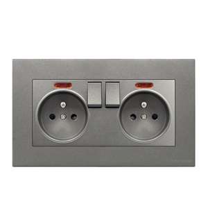 Panel Táctil Plateado para PC, Estándar Europeo 146, Tipo 16A, Interruptor de Pared Francés, Enchufe de 3 Pines, Interruptor 1 a 2 - Product Image 6