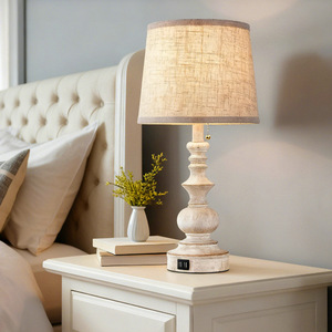 Table Lamp Ceramic Beige Shade E26 LED Bulb <b>Push</b> <b>Button</b> <b>Switch</b> Modern Design Eye Caring Desk Bedside Lighting - Product Image 2