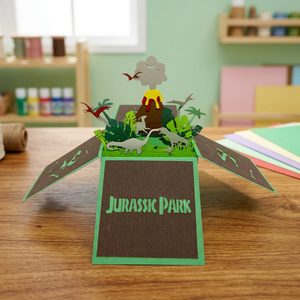 Meilleures ventes : Carte de vœux 3D en papier faite à la main, thème Parc à dinosaures et fleurs, boîte pop-up, design personnalisé, tendance, Noël, Vietnam, Hanoï - Product Image 4