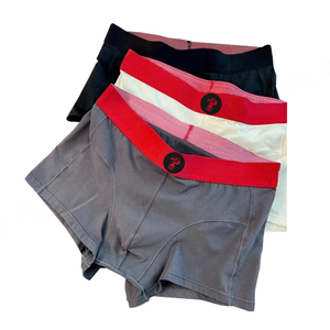 Venta al por mayor de calzoncillos bóxer de pierna corta, cintura elástica sólida, transpirable, logotipo personalizado, ropa interior de marca de lujo de algodón, bañadores para hombres - Product Image 4