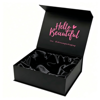 Boîte cadeau pliable en carton avec logo personnalisé, papier de luxe, impression magnétique, emballage plat, boîte cadeau d'anniversaire en carton pliable avec satin