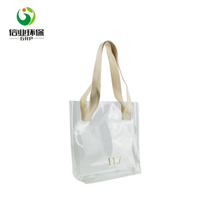 Poignée en tissu transparent pvc cabas shopping en vinyle transparent sac fourre-tout - Product Image 2