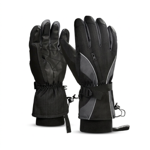 Guantes de Esquí de Invierno de Cuero Personalizados para Hombre, Impermeables, Cálidos, para Nieve, Snowboard, Moto de Nieve, Deportes de Esquí, con Bolsillo con Cremallera - Product Image 1