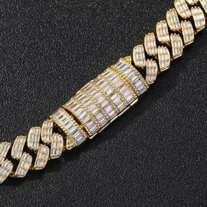 Iced Out Moissanite Diamond <b>Bracelet</b> plated in Gold Square Cuban Link Iced Out Jewellery Unisex Diamond <b>Bracelets</b> <b>Bangles</b> - Product Image 4