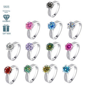 Directo <span class=keywords><strong>de</strong></span> fábrica 0.5CT VVS GRA color Moissanite compromiso promesa joyería 925 plata esterlina Starlight Queen anillos para mujeres - Product Image 6