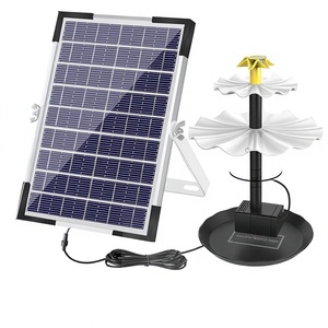 Fontaine solaire multicouche en ABS avec stockage d'électricité, éclairage haute puissance 6W, <span class=keywords><strong>pour</strong></span> cour <span class=keywords><strong>extérieure</strong></span>, circulation d'eau, bain d'<span class=keywords><strong>oiseaux</strong></span> - Product Image 1