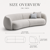 Modernes Luxus-Curved-Sofa 3-Sitzer Bouclé-Stoff Tiefe Sitzfläche Couch Wohnzimmermöbel für Zuhause und Hotel