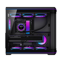 Boîtier d'ordinateur de jeu PC de tour moyenne en verre incurvé personnalisé OEM ODM de fabrication de premier plan depuis 23 ans, boîtier PC à double compartiment ATX
