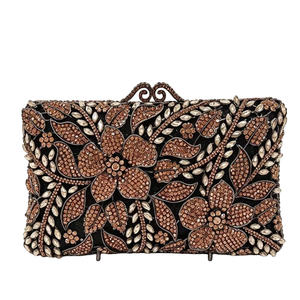 Bolso de noche llamativo con pedrería floral para mujer, práctico bolso de mano con cadena desmontable, brillante para eventos temáticos de cumpleaños - Product Image 4