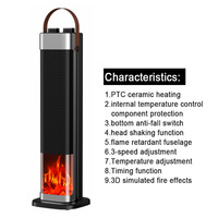 Nouveau modèle de chauffage vertical intelligent à air chaud simulé 3D avec flamme, souffleur d'air chaud en céramique PTC