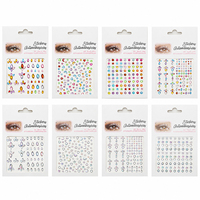 Autocollants 3D en strass prêts à être expédiés - Perles acryliques blanches et multicolores pour maquillage temporaire visage et front